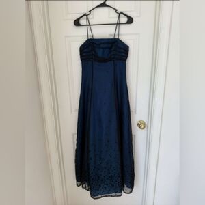 Morgan And Co. Blue And Black Spaghetti Strap Corsetback Prom Dress Sz. 7/8